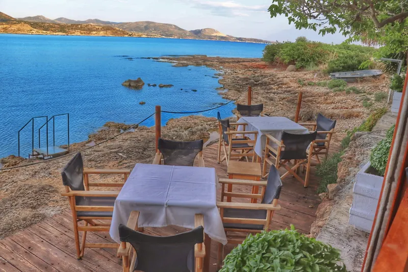 Seaside restaurant terrace — Xtapodaki, Karavostasi, Laconic Gulf